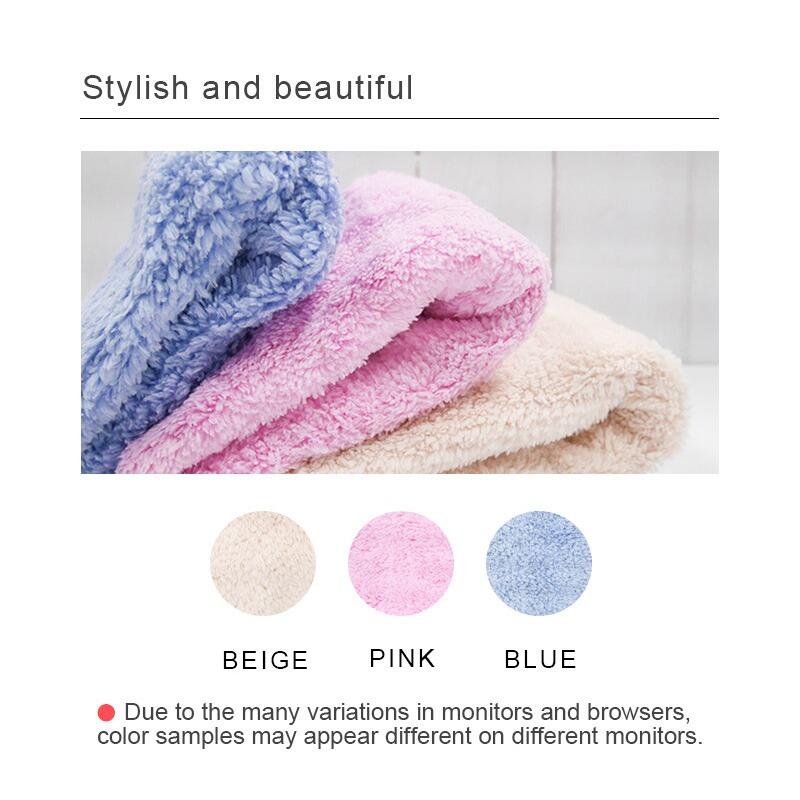 Colors of kitchen towel: beige, pink, and blue